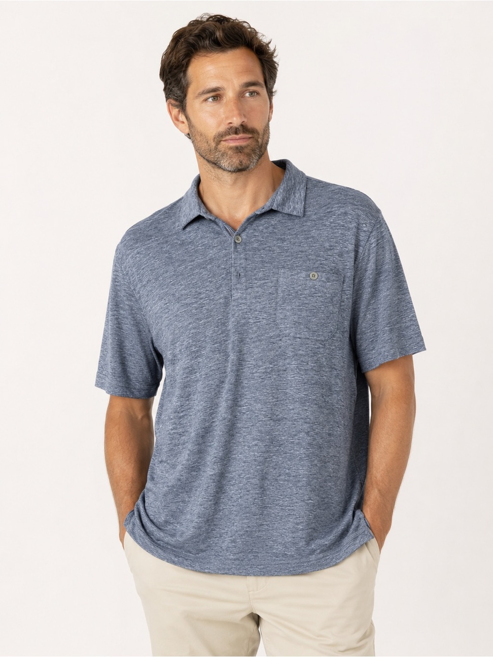 Banana Republic The Vintage T Polo Men XL Underwater Blue Slub Jersey